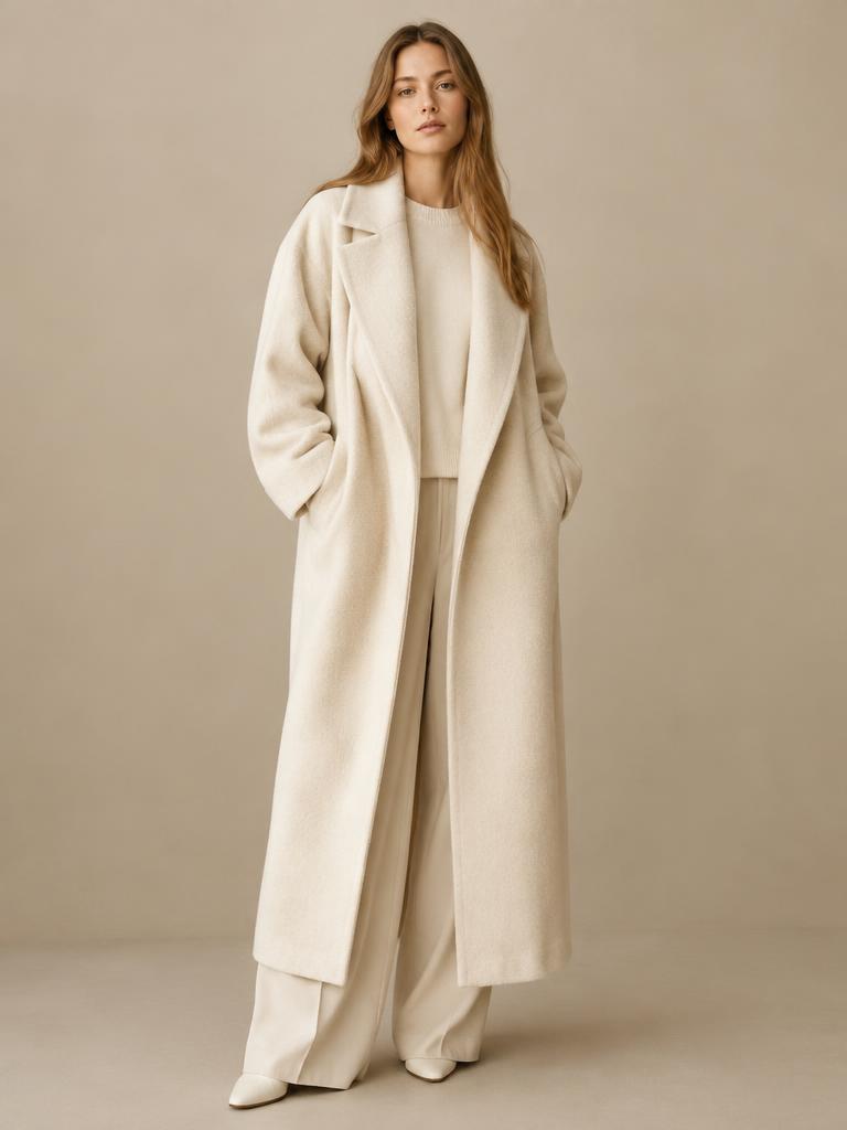 Nuage Oversized Wool Coat in Ivory