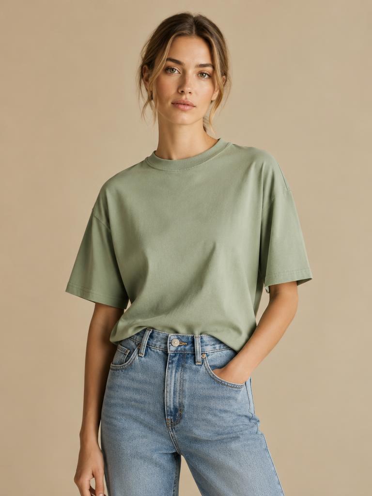 Sauge Boxy Tee in Sage