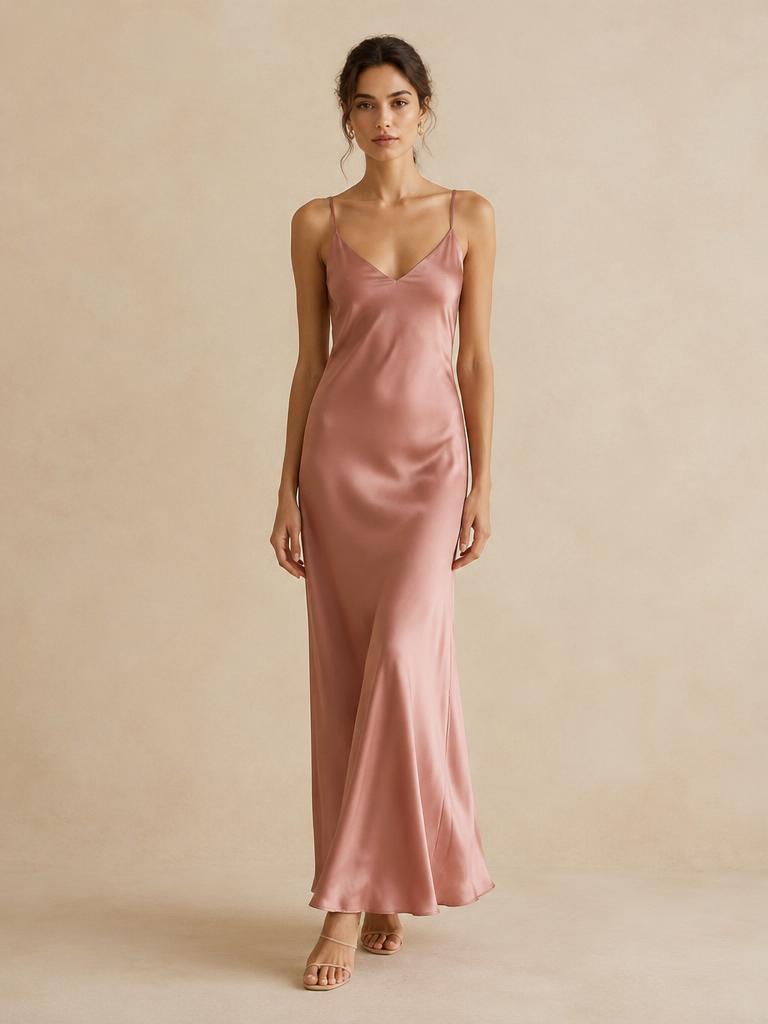 Rosée Silk Slip Dress in Dusty Rose